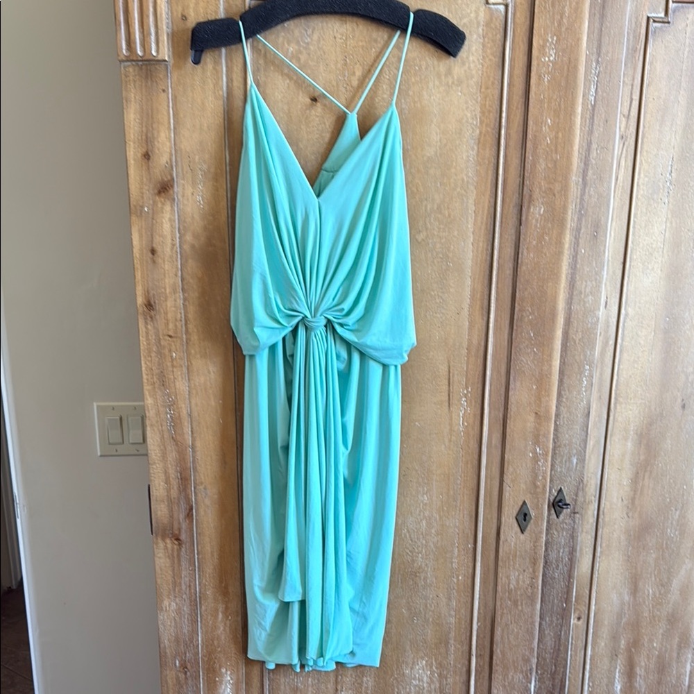 Misa Los Angeles Green and Blue Tie Front Sundress